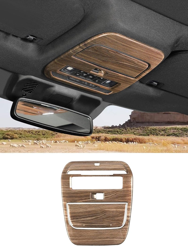Savadicar Overhead Console Cover Trim for 2021-Present Ford F150, Wood Grain Finish Dome Light Panel Overlay Accent, Interior Decorative Accessories - Image 1